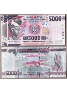 GUINEA 5000 Francs 2015 Fior di Stampa